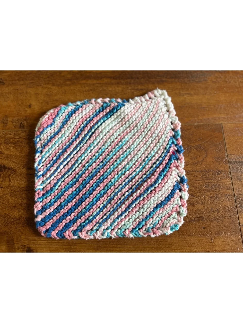 Hand Knitted Multicolor Cotton Dishcloth